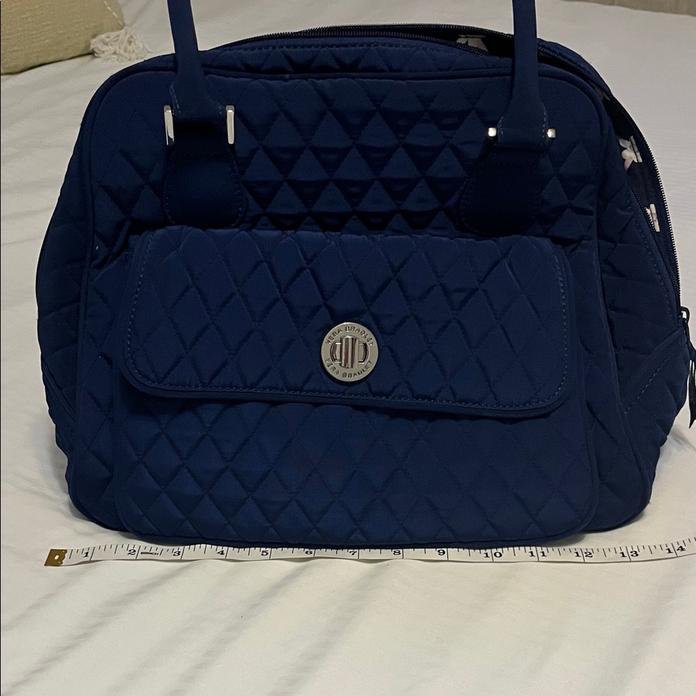 Vera Bradley Quilted Navy Shoulder Bag with Front Pocket - Picture 5 of 8